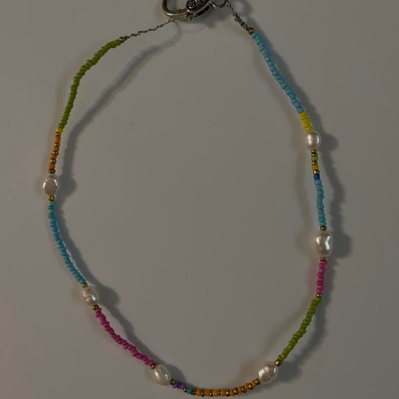 Mixed bohemian indie freshwater pearls & seed beaded necklace - Picture 2 of 3